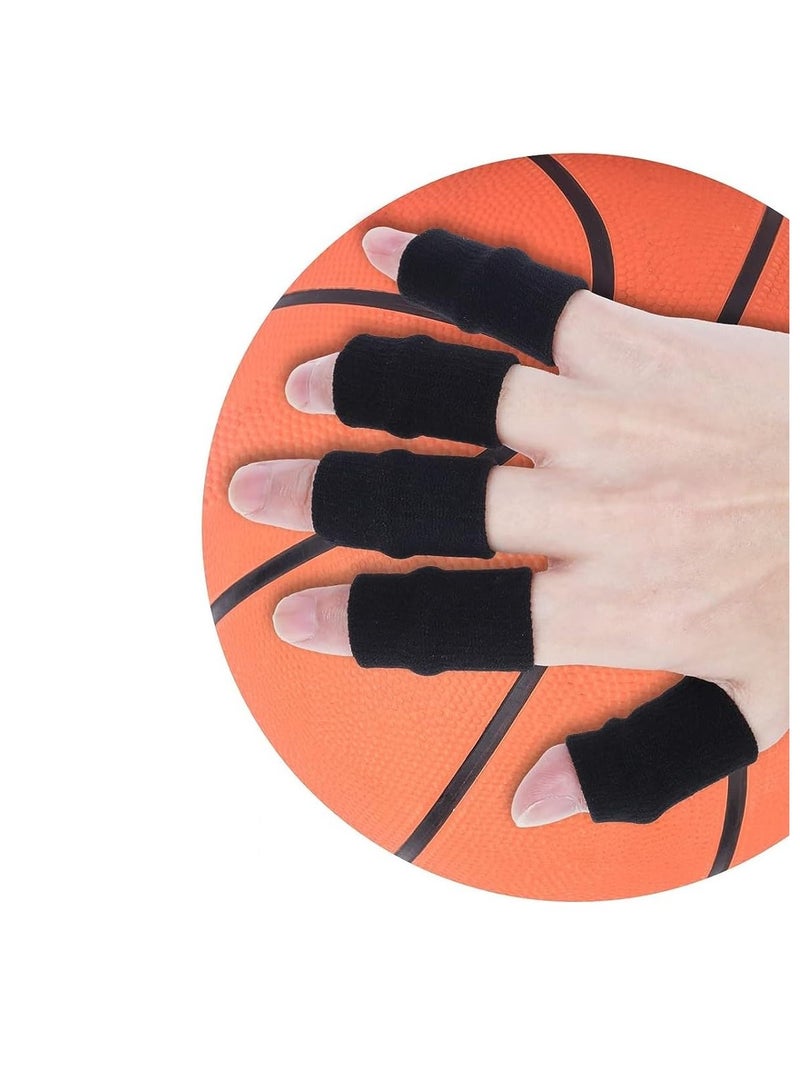 Spall Finger Sleeves Protectors, 10pcs Sport Finger Sleeves Thumb Brace Support Elastic Compression Protector for Relieving Pain, Arthritis,Trigger Finger, Sports (Black)  - Image 3