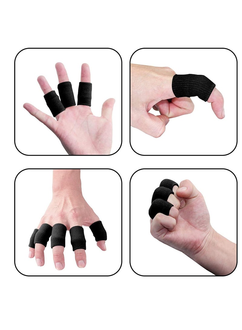 Spall Finger Sleeves Protectors, 10pcs Sport Finger Sleeves Thumb Brace Support Elastic Compression Protector for Relieving Pain, Arthritis,Trigger Finger, Sports (Black)  - Image 4