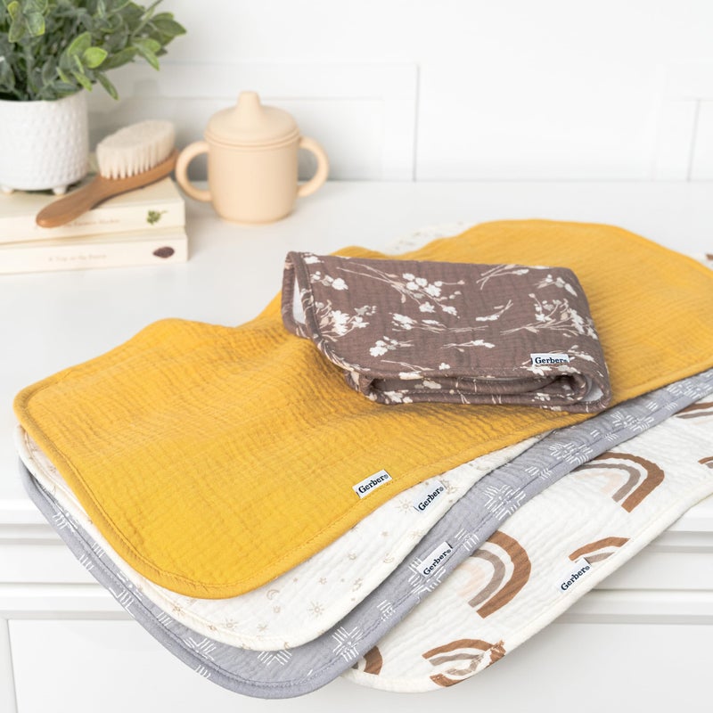 Gerber Baby Unisex Muslin Burp Cloths 5-Pack, Multi Rainbow, Large Size 20" x 10" - Image 2