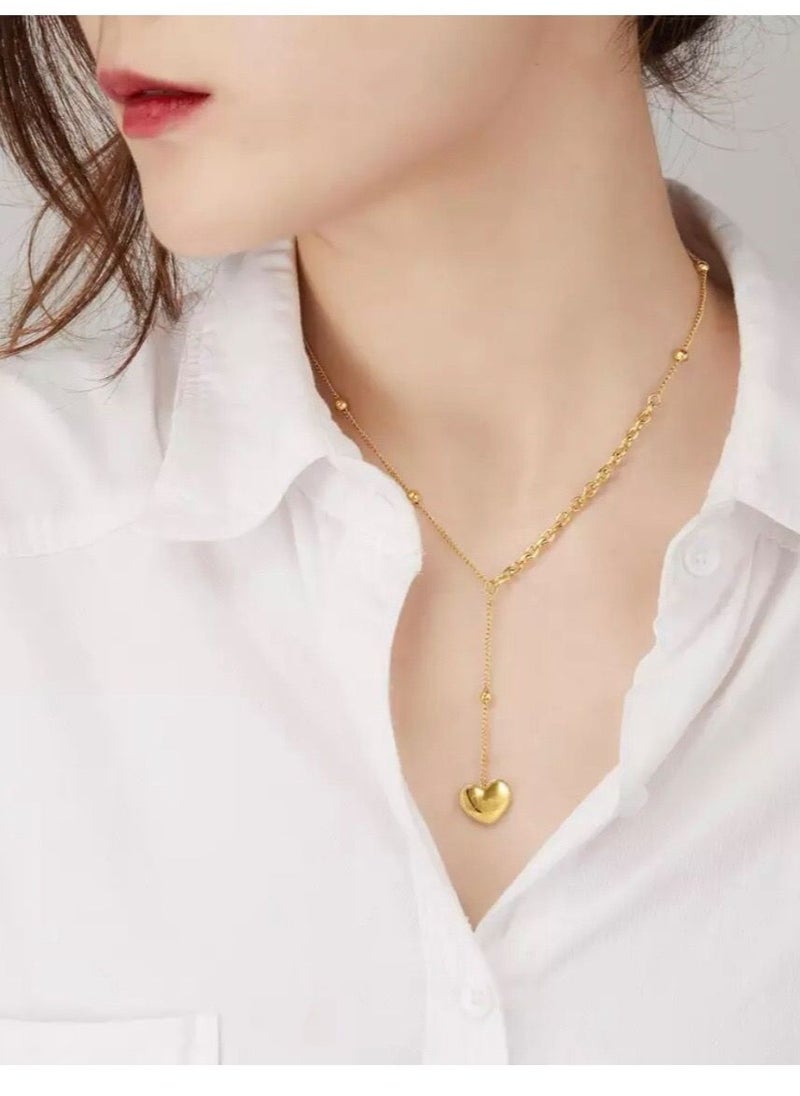 sixtyfour - Elegant Stainless Steel Gold Plated Necklace For Women - Image 1
