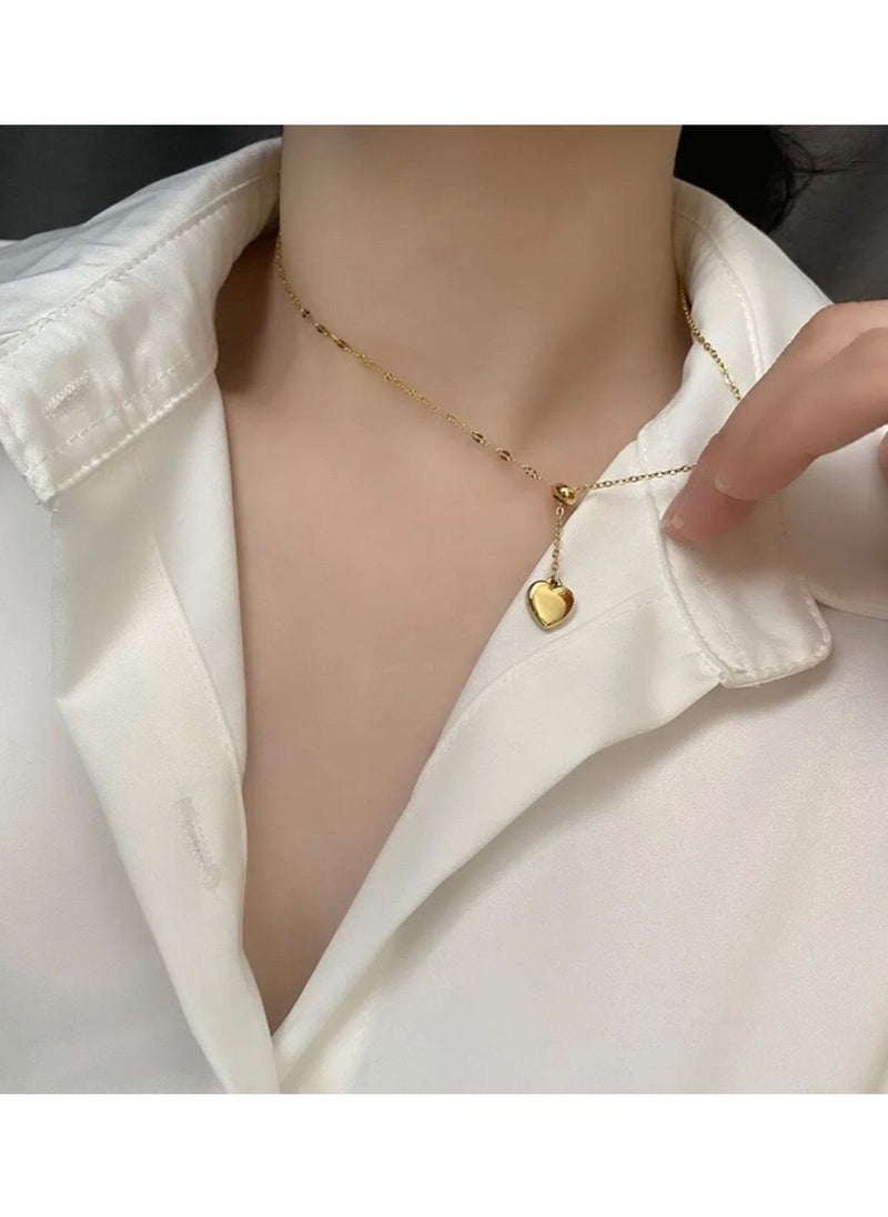 sixtyfour - Elegant Stainless Steel Gold Plated Necklace For Women - Image 1