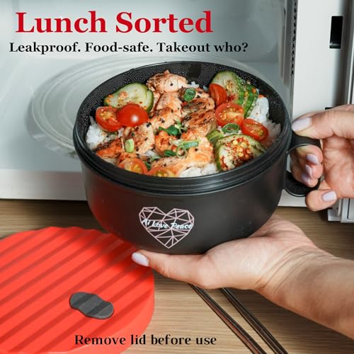 AI LOVE PEACE Ramen Bowl, 40 oz Microwaveable Noodle Cooker for Ramen, Pho, Soup, and Pasta, Dishwasher Safe and Portable, Ideal for Home, Office, Dorm, or Gift (Red) - Image 2