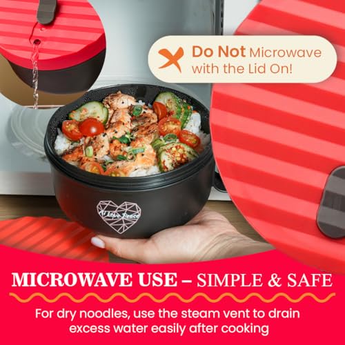 AI LOVE PEACE Ramen Bowl, 40 oz Microwaveable Noodle Cooker for Ramen, Pho, Soup, and Pasta, Dishwasher Safe and Portable, Ideal for Home, Office, Dorm, or Gift (Red) - Image 5