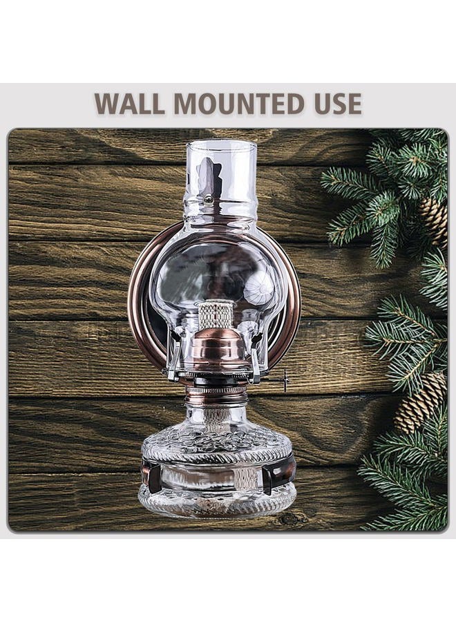 SYOENK 2 Pieces Rustic Large Glass Kerosene Oil Lamps, Wall Oil Lantern Vintage Oil Lamps for Indoor Use Decor Chamber Hurricane Lamp Home Lighting Clear Kerosene Lantern 11 Inch Height - Image 4