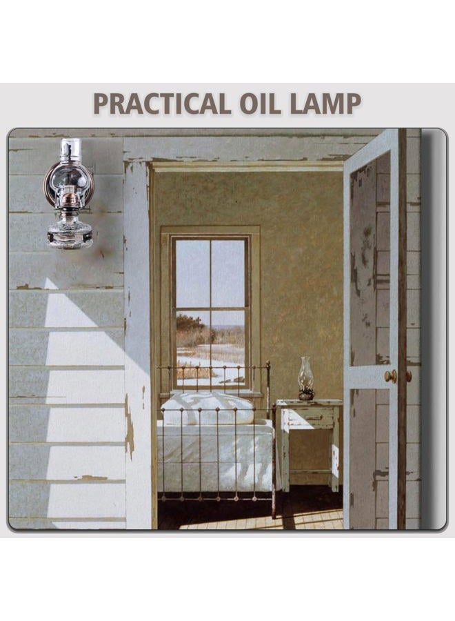 SYOENK 2 Pieces Rustic Large Glass Kerosene Oil Lamps, Wall Oil Lantern Vintage Oil Lamps for Indoor Use Decor Chamber Hurricane Lamp Home Lighting Clear Kerosene Lantern 11 Inch Height - Image 5