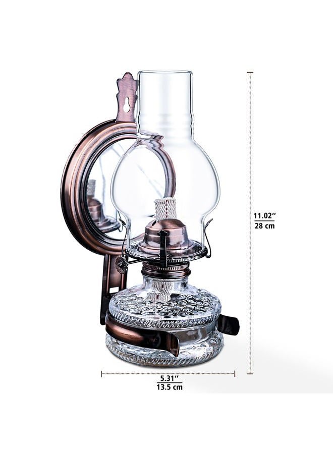 SYOENK 2 Pieces Rustic Large Glass Kerosene Oil Lamps, Wall Oil Lantern Vintage Oil Lamps for Indoor Use Decor Chamber Hurricane Lamp Home Lighting Clear Kerosene Lantern 11 Inch Height - Image 3