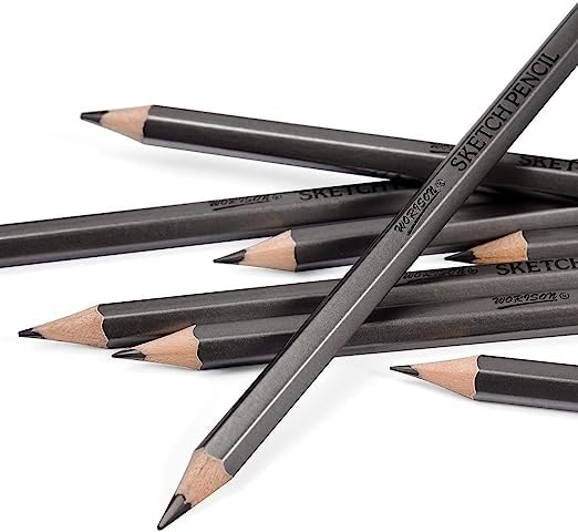 MILLENSIUM MILLENSIUM Art Sketching Pencils Set of 12 Pencils Artist Grade Degree Pencils 10B, 8B, 6B, 5B, 4B, 3B, 2B, B, HB, 2H, 4H and 6H with 6 Stumps and 2 White Gel Pen  - Image 2