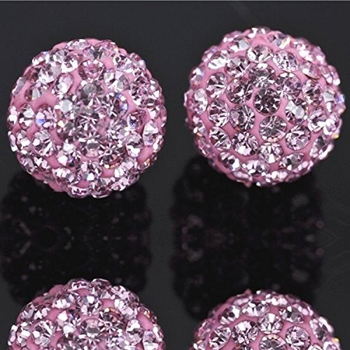 RUBYCA Pave Czech Crystal Disco Ball Clay Beads fit Shamballa Jewelry (20pcs, 10mm, Light Rose Pink) - Image 4