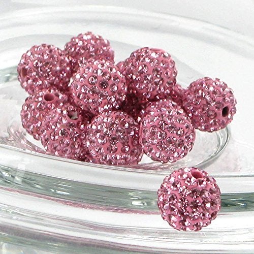 RUBYCA Pave Czech Crystal Disco Ball Clay Beads fit Shamballa Jewelry (20pcs, 10mm, Light Rose Pink) - Image 2