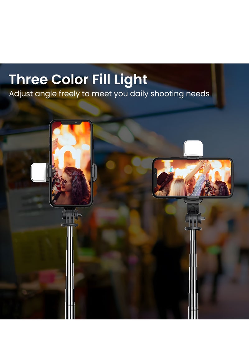 TNW - TNW Selfie Stick Phone Tripod,Wireless Shutter Portable Tripod Holder Equipped with Supplementary Light 360 Degree Rotation Supports Horizontal & Vertical Shooting, Compatible with iPhone and Android - Image 1