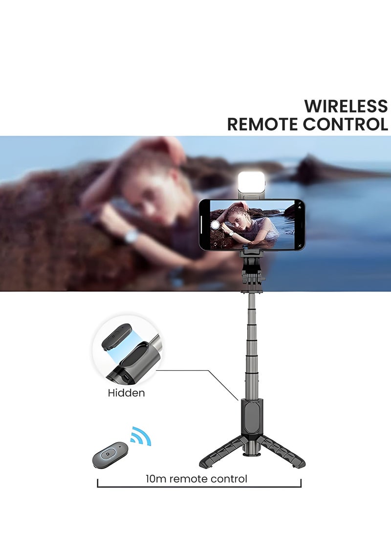 TNW - TNW Selfie Stick Phone Tripod,Wireless Shutter Portable Tripod Holder Equipped with Supplementary Light 360 Degree Rotation Supports Horizontal & Vertical Shooting, Compatible with iPhone and Android - Image 1