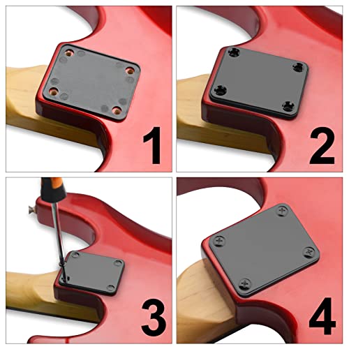 MAXCHEER Electric Bass Guitar Neck plate Guitar Neck Joint Connecting Strengthen Plate Guitar Parts (Black) - Image 2