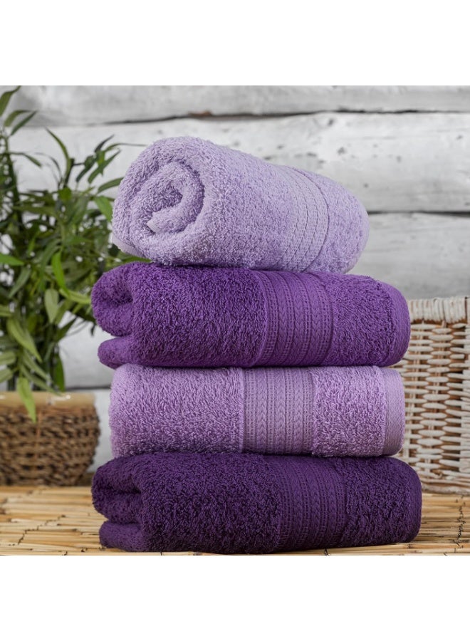 تى ام هوم طقم فوط 4 قطع من TM HOME – قطن طبيعي 100% – بدرجات الموف الأنيقة – جودة فندقية ناعمة وسريعة الامتصاص بمعايير عالمية - Image 1