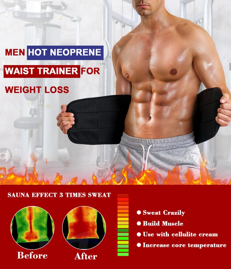MOLUTAN Men Waist Trainer Trimmer for Tummy Control Compression Shapewear Body Shaper Sweat Belt 3X-Large Black - Image 2