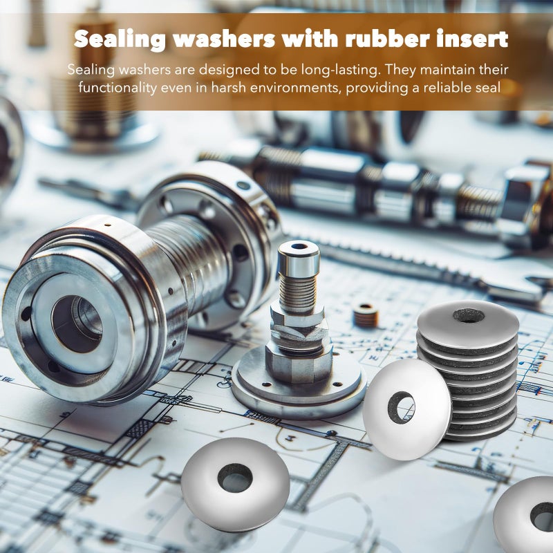 EPDM Bonded Sealing Washers Stainless Steel Rubber Gaskets 5x19mm 100 Pcs - Image 4