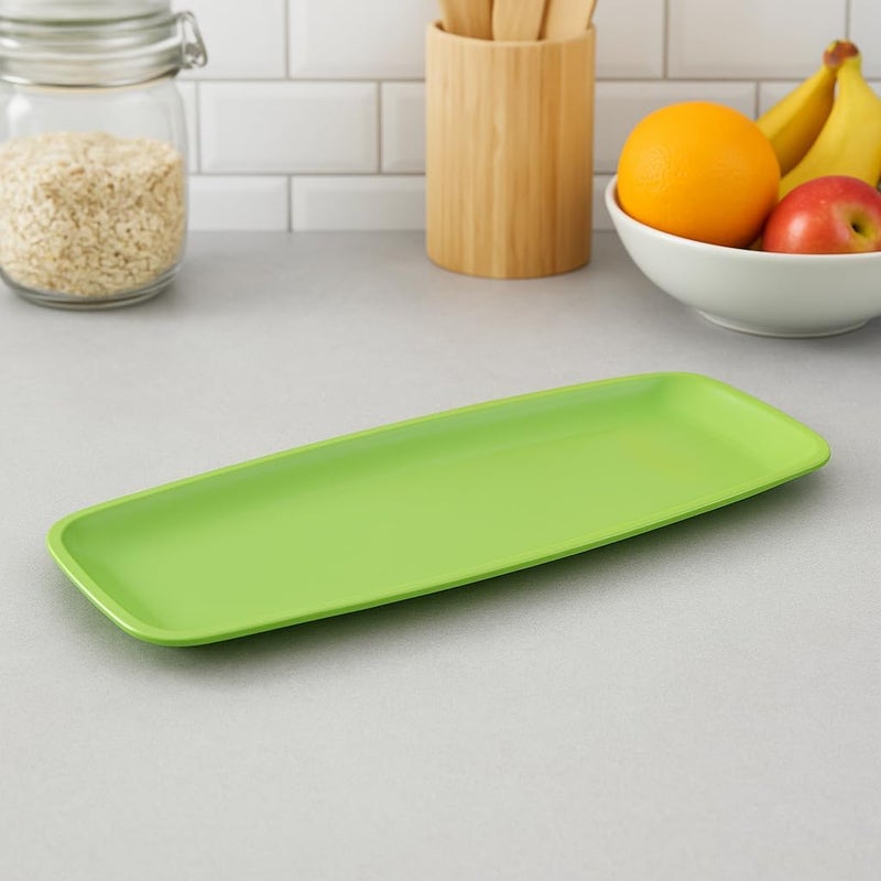 BS B&S Rectangular Plastic Serving Plate – Large 17.5x6.5 inch | BPA-Free Food Tray for Appetizers, Fruits & Snacks | Lightweight, Reusable & Durable Kitchen Accessory | Eco-Friendly Design - Image 3