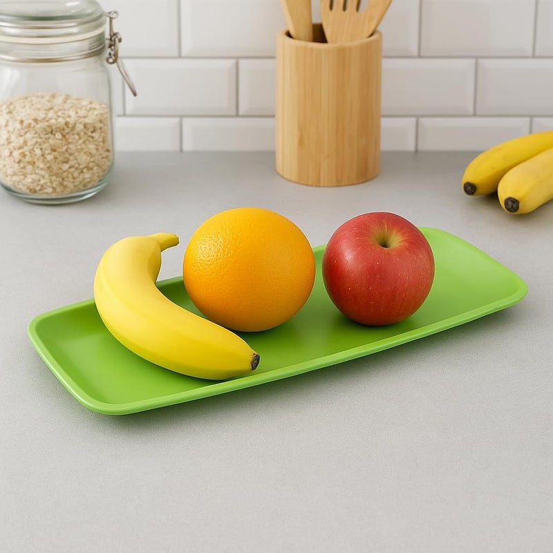 BS B&S Rectangular Plastic Serving Plate – Large 17.5x6.5 inch | BPA-Free Food Tray for Appetizers, Fruits & Snacks | Lightweight, Reusable & Durable Kitchen Accessory | Eco-Friendly Design - Image 2