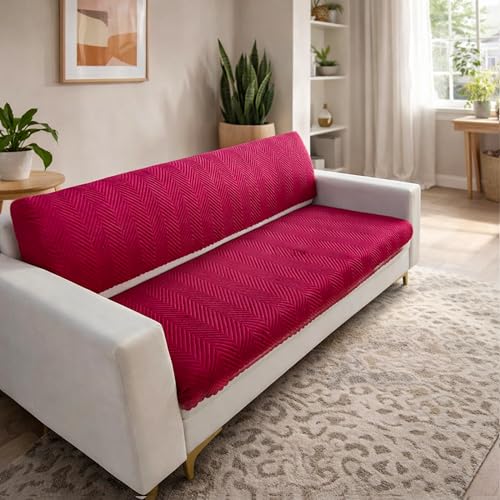 Homerz Premium 5 (3+1+1) Seater Velvet Sofa Cover Panel, Soft and Velvety Fabric, Vibrant Colours (Maroon, 5 (3+1+1) Seater with Back) - Image 5