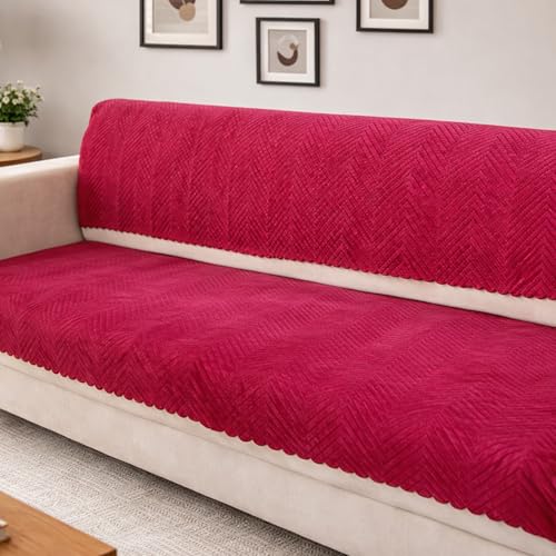 Homerz Premium 5 (3+1+1) Seater Velvet Sofa Cover Panel, Soft and Velvety Fabric, Vibrant Colours (Maroon, 5 (3+1+1) Seater with Back) - Image 2