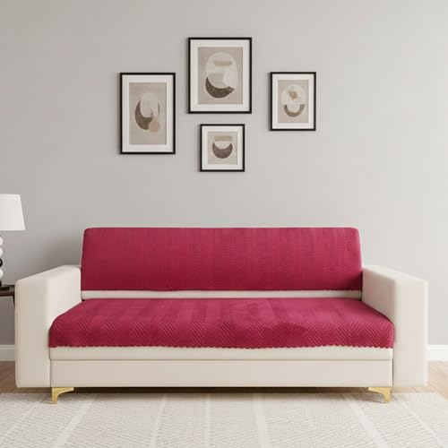 Homerz Premium 5 (3+1+1) Seater Velvet Sofa Cover Panel, Soft and Velvety Fabric, Vibrant Colours (Maroon, 5 (3+1+1) Seater with Back) - Image 3