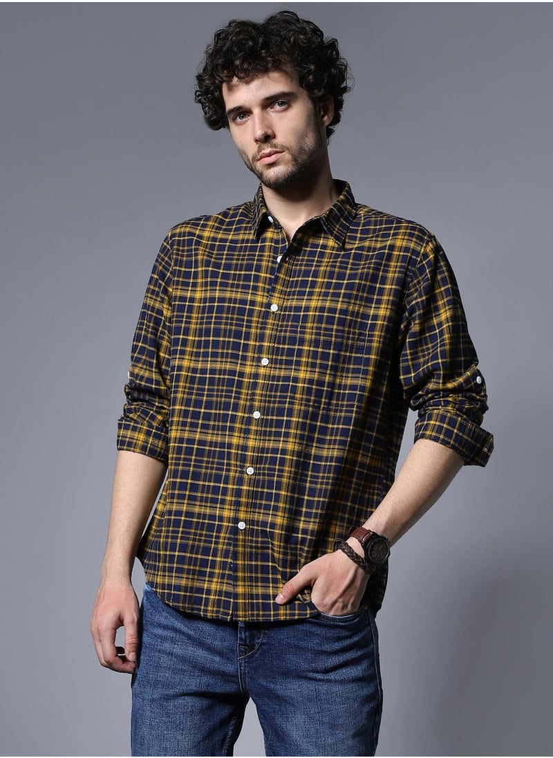HIGH STAR Classic Regular Fit Checked Casual Shirt for Men  - Image 1