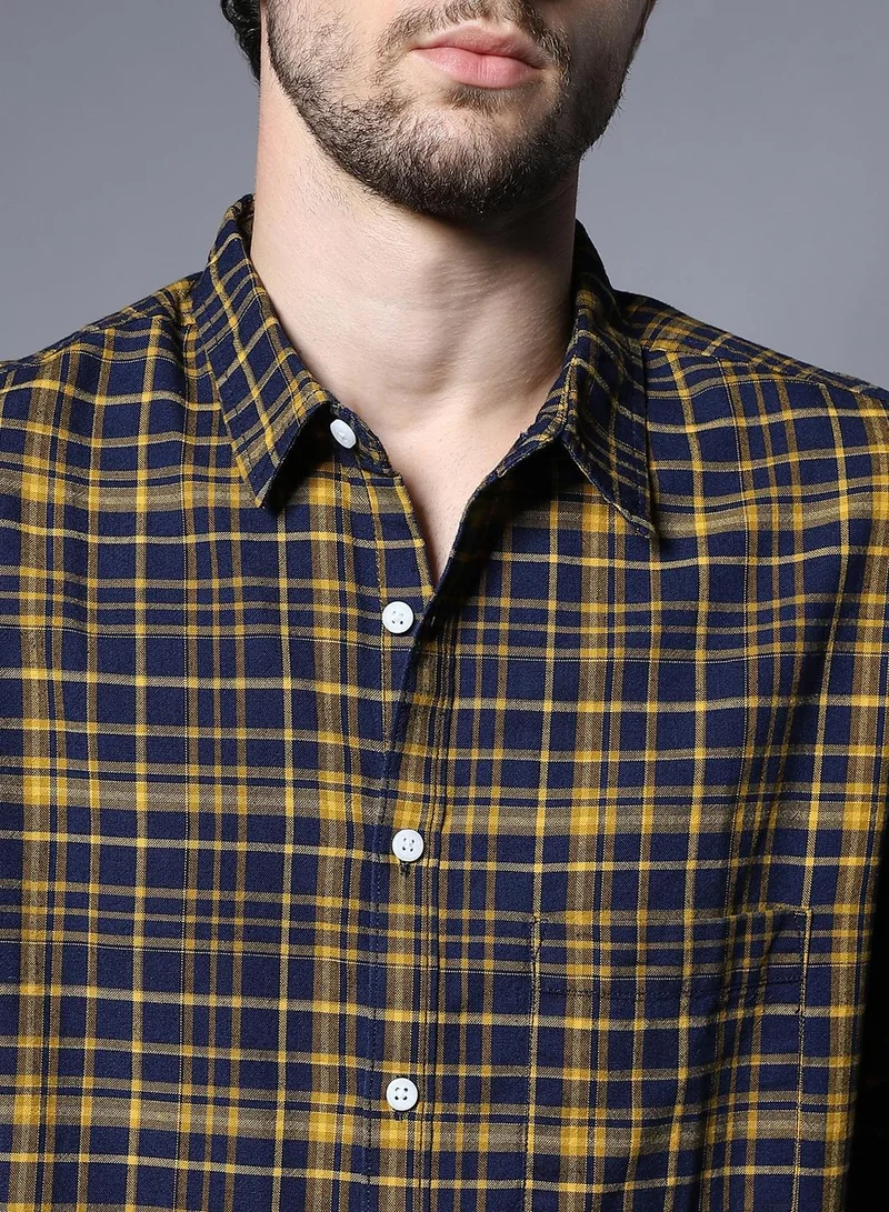 HIGH STAR Classic Regular Fit Checked Casual Shirt for Men