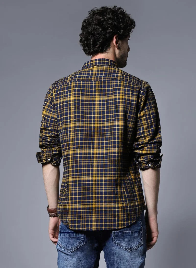 HIGH STAR Classic Regular Fit Checked Casual Shirt for Men
