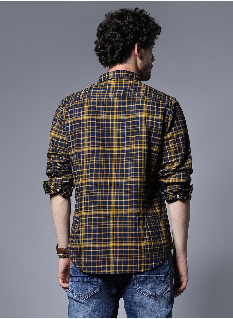 HIGH STAR Classic Regular Fit Checked Casual Shirt for Men  - Image 3