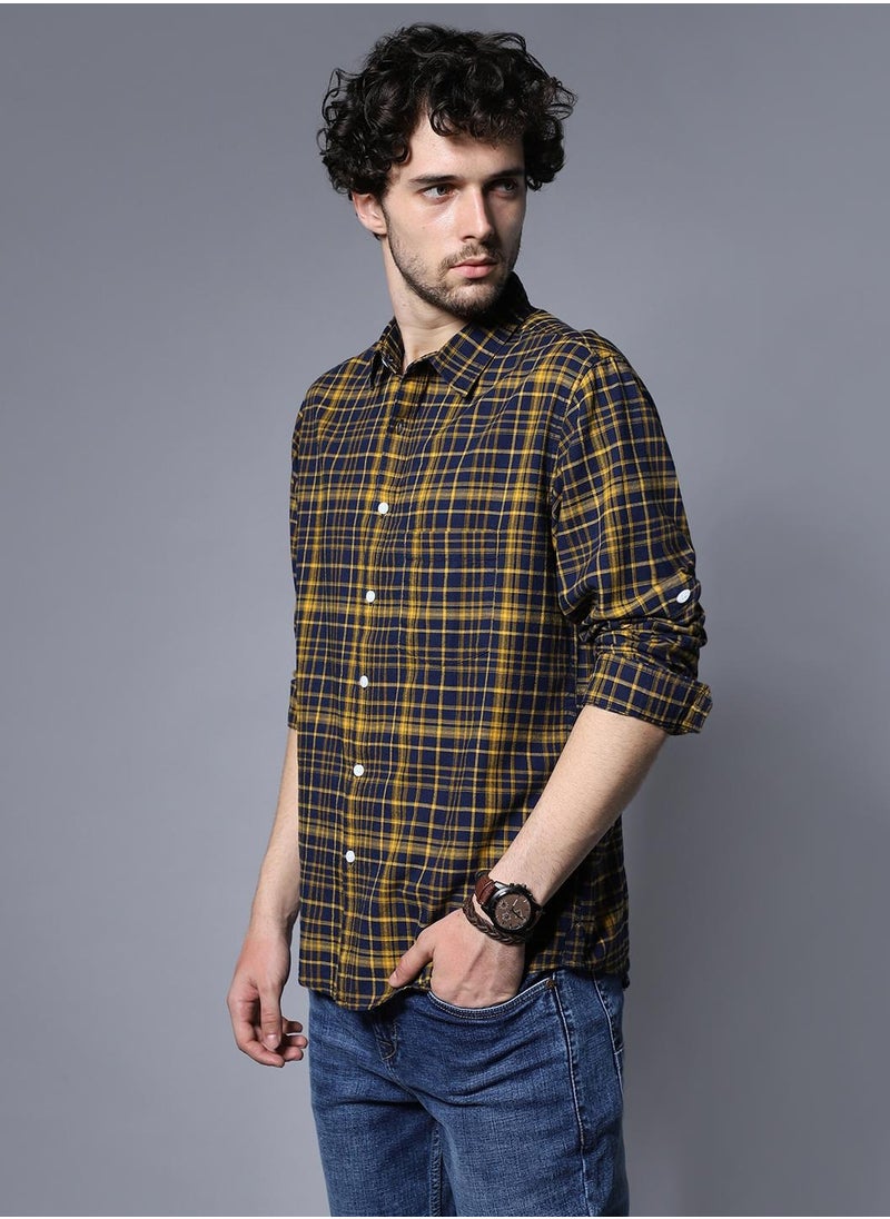 HIGH STAR Classic Regular Fit Checked Casual Shirt for Men  - Image 2