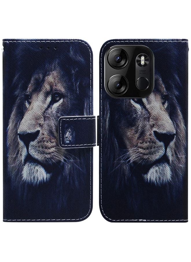 HuHa - Case Cover For For Tecno Spark Go 2023 / Pop 7 Pro Coloured Drawing Flip Leather Phone Case(Lion) - Image 1