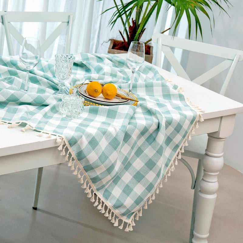 Midsummer Breeze Buffalo plaid tablecloth-cotton cotton gingham table cloth for rotegn اطفاع المطبخ زورق فصح الصيف الصيفي (مستطيل/مستطيل 55x102 أكوا) - Image 3