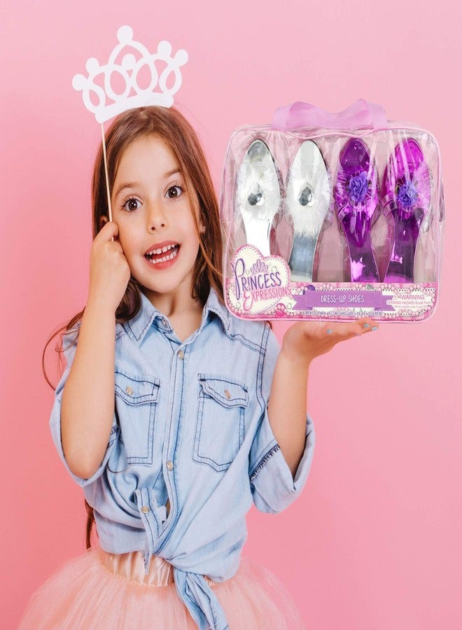PRINCESS EXPRESSIONS Expressions Toddler Girls Kids 4 Pack Dress Up Royalty Shoes with Heels Set in Carrying Bag - Fits Toddler Shoe Size 7-10 - Image 2