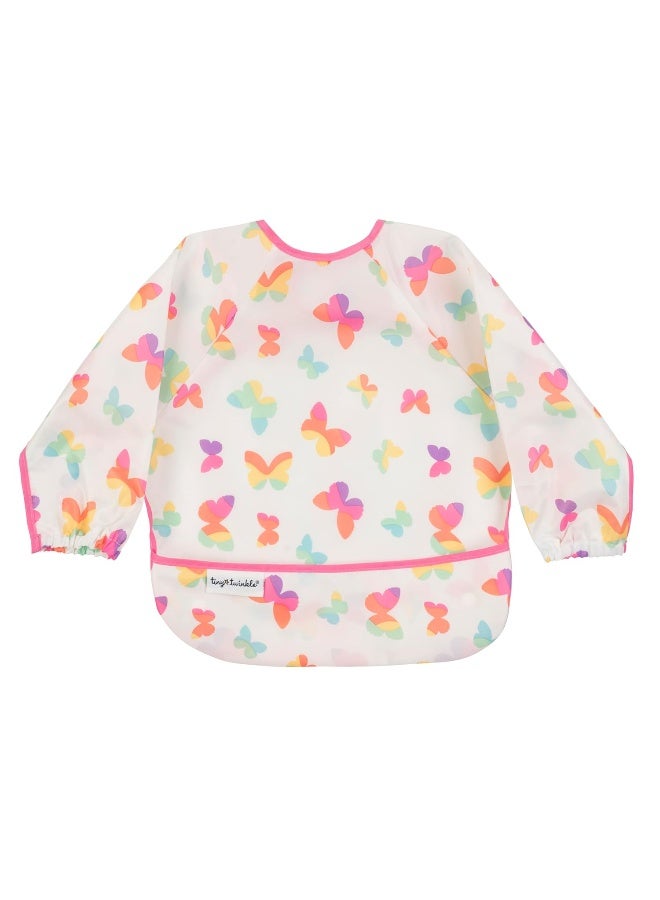 Tiny Twinkle Mess Proof Baby Bib,Waterproof Smock Baby Bib for Eating,Machine Washable Long Sleeve Bib,Baby Led Weaning,Toddler Bib (Butterflies, Small 6-24 Months) - Image 1