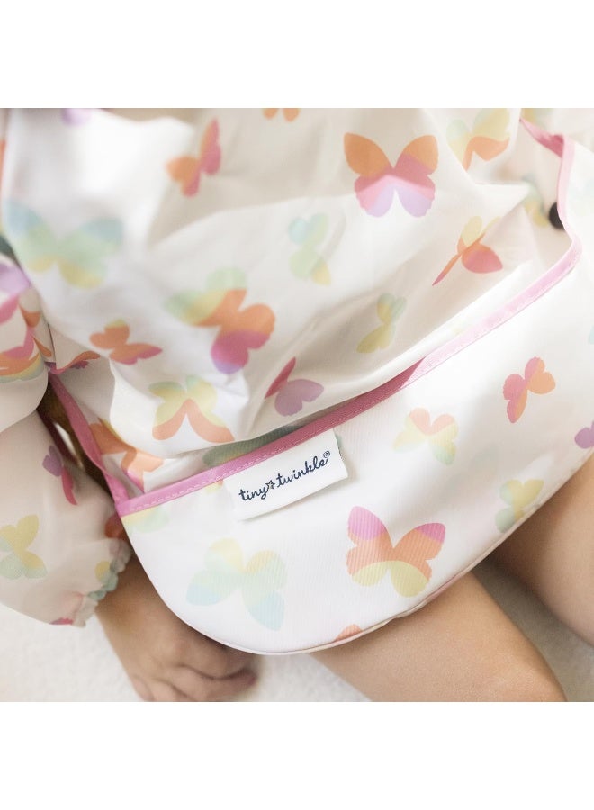 Tiny Twinkle Mess Proof Baby Bib,Waterproof Smock Baby Bib for Eating,Machine Washable Long Sleeve Bib,Baby Led Weaning,Toddler Bib (Butterflies, Small 6-24 Months) - Image 3