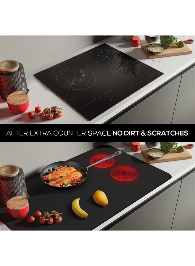 FLASLD Fireproof and Waterproof Stove Top Covers, 24×32 inch Electric Stove Cover Mat, Glass Top Stove Cover - Ceramic Glass Cooktop Protector - Flat Top Oven Cover, Black Without Logo - Image 1