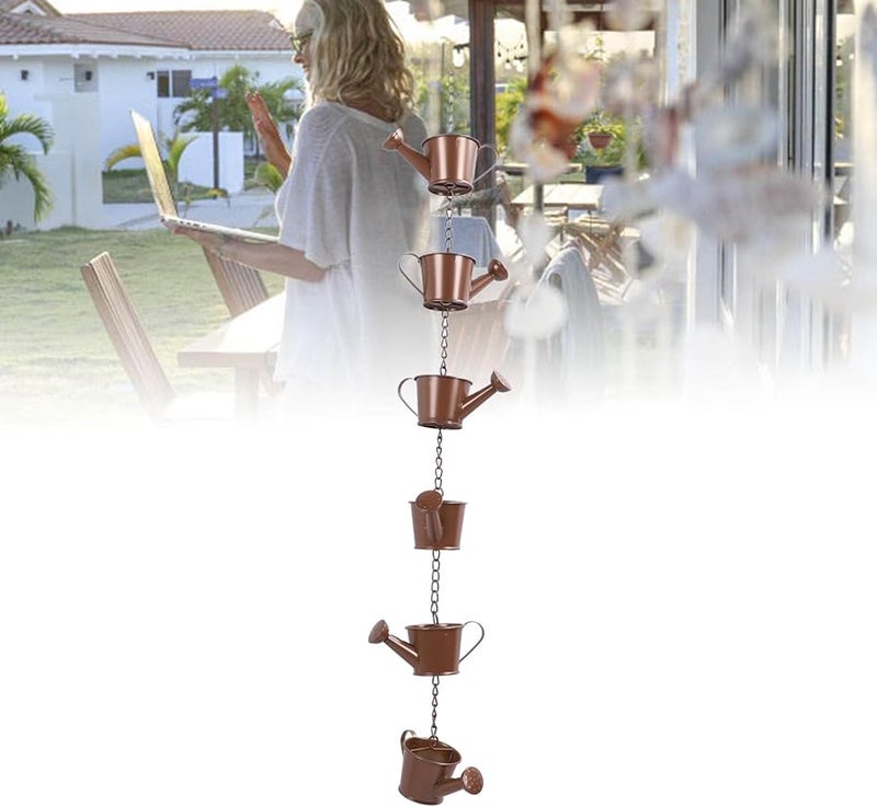 علبة سقي سلسلة المطر الحديدية مزيلة مياه الأمطار الزخرفية لمزراب المزراب حديقة ساحة - Image 3