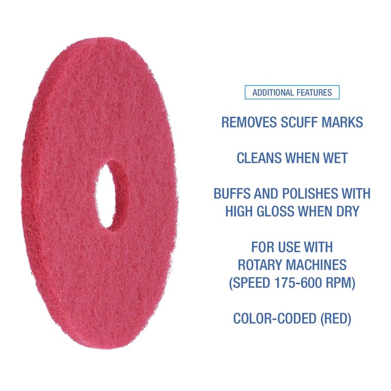 Boardwalk Buffing Floor Pads 16 Diameter Red 5Carton - Image 4