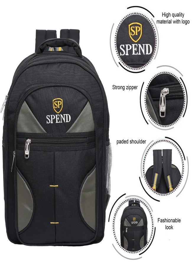 SPEND Casual Backpack 56L | Large Capacity Travel & School Bag with 3 Main Compartments, Bottle Pocket, Front Pocket & Adjustable Padded Shoulder Straps - Durable Backpack for Men & Women - Image 4