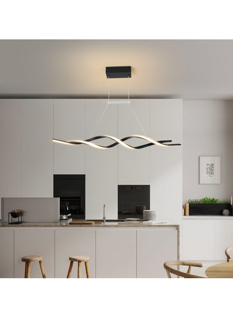Dimmable LED Chandelier Black Adjustable Luminaire Undulating Chandelier For Restaurant Kitchen Lsland Restaurant Living Room