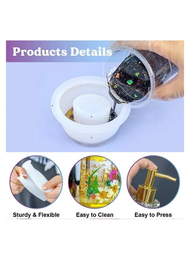 Generic Resin Moulds Silicone, 2pcs Silicone Epoxy Resin Moulds DIY Dispenser Bottle Resin Pen Holder Molds for Resin Casting Shampoo Shower Gel Perfume Bottle Cosmetic Bottle Epoxy Resin Moulds - Image 3