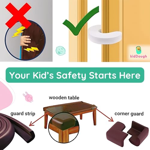 KidDough Baby Safety Proofing Kit - Furniture Edge Protector, Safety Locks, Corner Guards for Sharp Edges, Socket Guards and More, All-in-One Baby Proofing Products (5 mtr Brown Edge Protector Kit) - Image 4