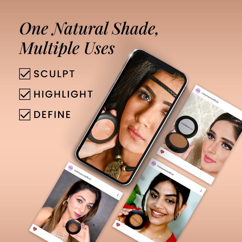 COLORESSENCE Matte Bronzer Contour Powder Natural Highlighter for Face Sculpting Sun Kissed Look Oil Control Waterproof Creamy Ultra Fine Texture 10 gm - Image 4