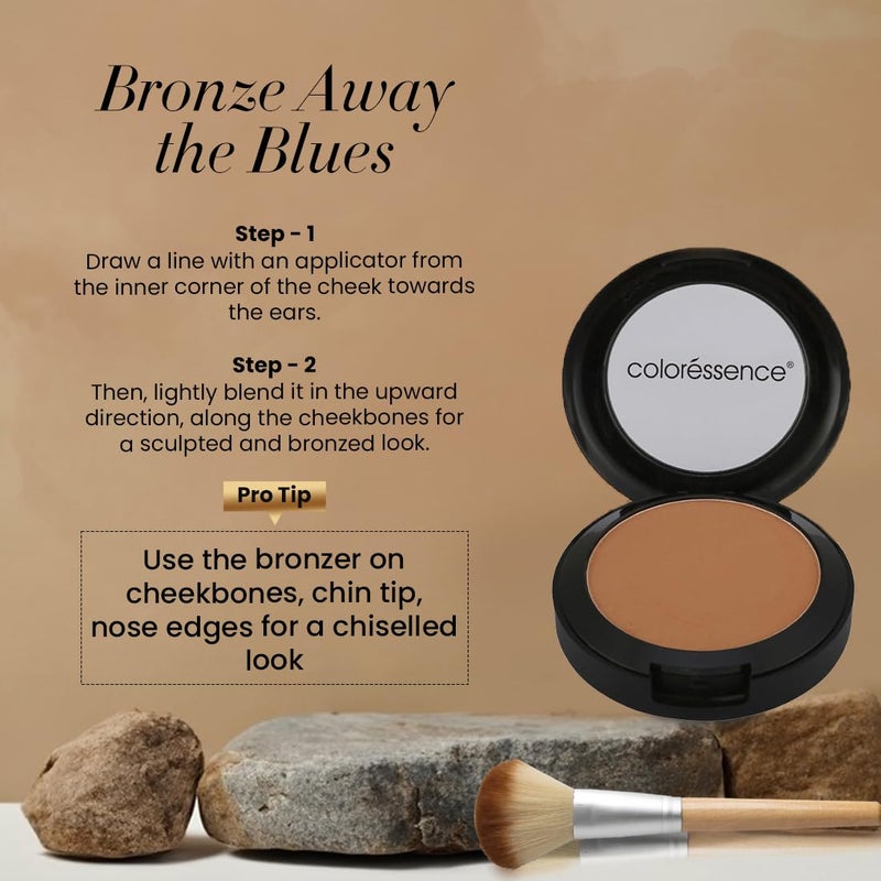 COLORESSENCE Matte Bronzer Contour Powder Natural Highlighter for Face Sculpting Sun Kissed Look Oil Control Waterproof Creamy Ultra Fine Texture 10 gm - Image 5