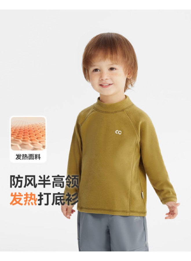 Soft, Warm, And Heat-generating] Baby T-shirt Long Sleeve Winter Style Boys' Base Layer Winter 2025 Edition Innerwear - Image 1
