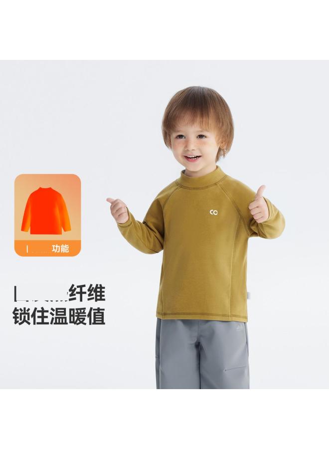 Soft, Warm, And Heat-generating] Baby T-shirt Long Sleeve Winter Style Boys' Base Layer Winter 2025 Edition Innerwear - Image 2