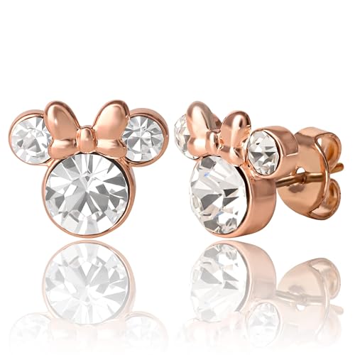 Disney Minnie Mouse April Birthstone Stud Earrings for Women Official License, Minnie Jewelry, Birthstone Earrings (April-Rose) - Image 1