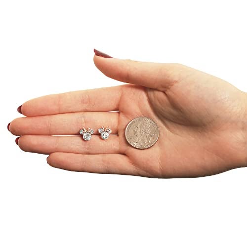 Disney Minnie Mouse April Birthstone Stud Earrings for Women Official License, Minnie Jewelry, Birthstone Earrings (April-Rose) - Image 5