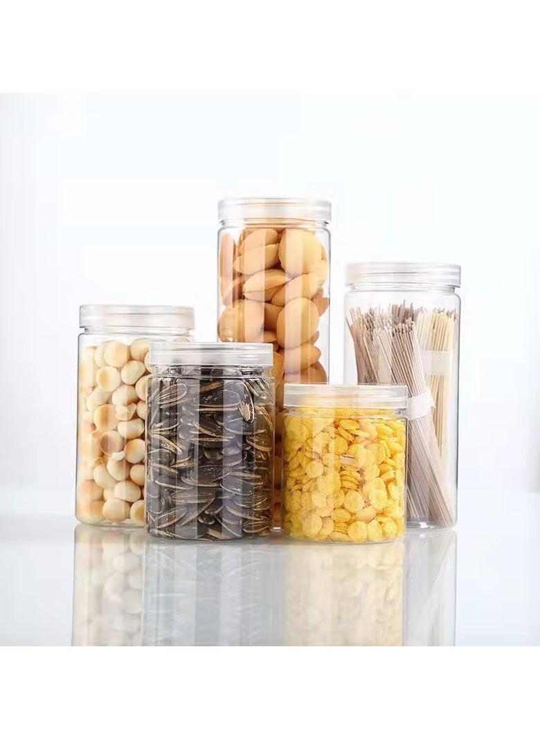 ASAQ Clear Plastic Jars, Empty Candy Storage Jars375ml Reusable Jar with Clear Airtight Lids, Large Round Dry Food Container for Home Kitchen Organization Nuts Noodles Made in Saudi Arabia