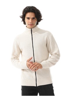 Andora Ribbed Neck & Trim Zipper Sweater  - Image 1