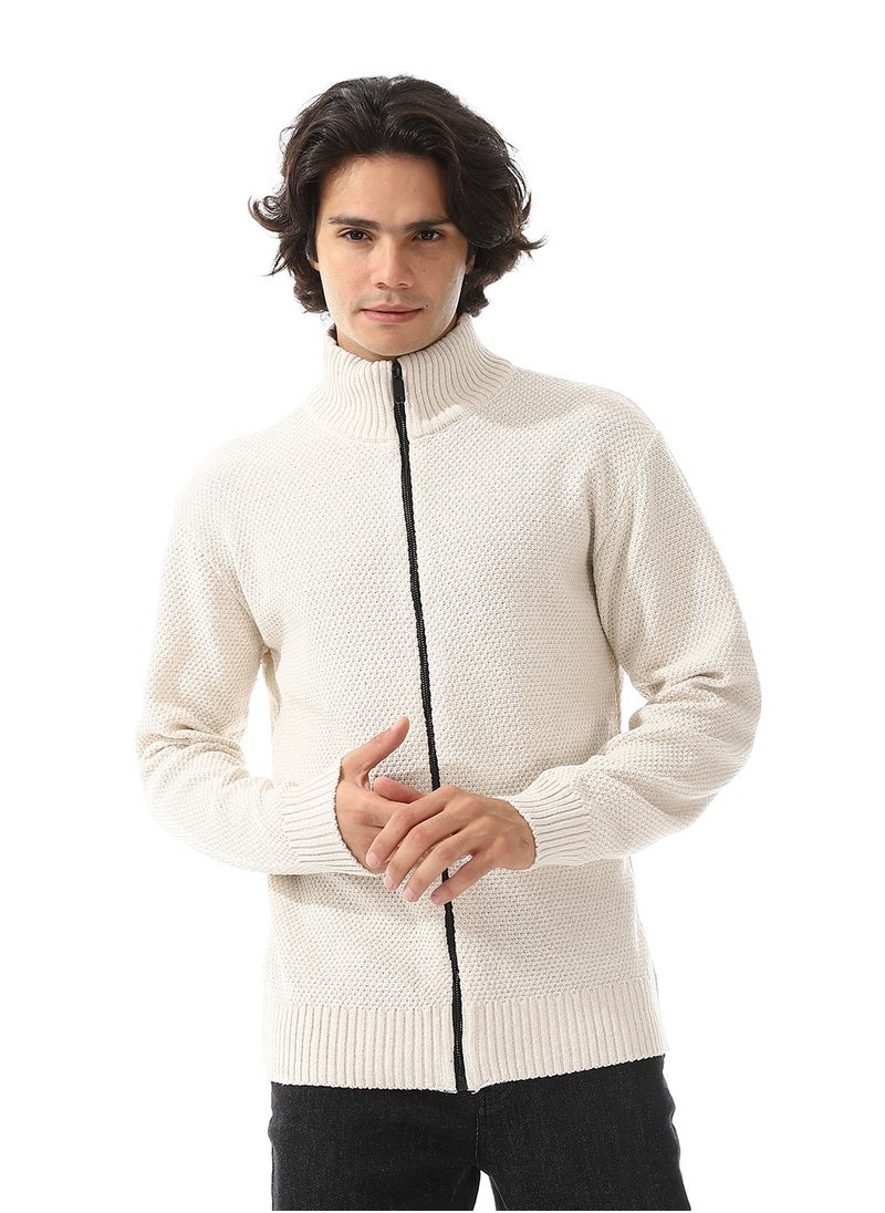 Andora Ribbed Neck & Trim Zipper Sweater  - Image 1